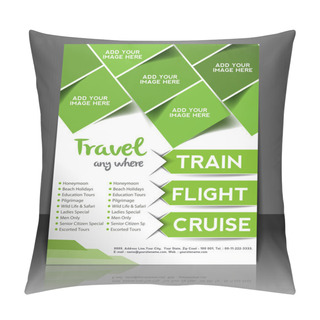 Personality  Vector Travel Center Brochure, Flyer, Magazine Cover & Poster Template Pillow Covers