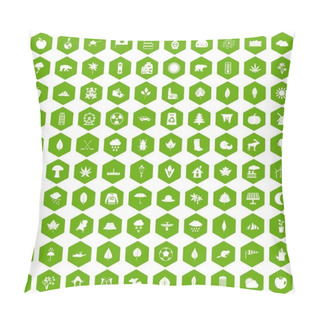 Personality  100 Leaf Icons Hexagon Green Pillow Covers