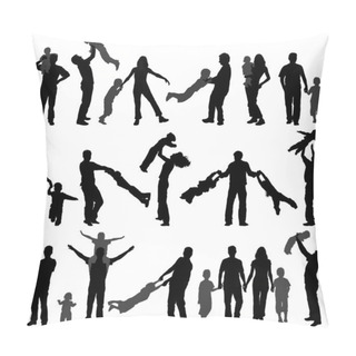 Personality  Silhouette Happy Family Pillow Covers
