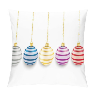 Personality  5 Colored Striped Christmas Baubles Pillow Covers
