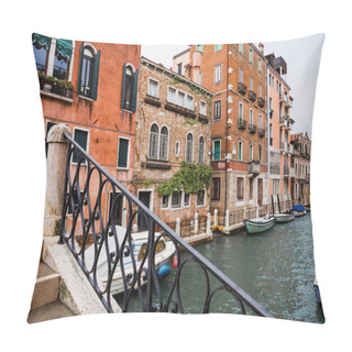 Personality  Canal, Motor Boats And Ancient Buildings In Venice, Italy  Pillow Covers