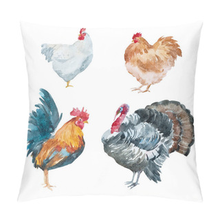 Personality  Watercolor Chicken, Rooster, Turkey Pillow Covers
