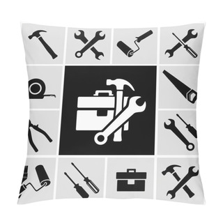 Personality  Carpenter Tools  Black Icons Set Pillow Covers