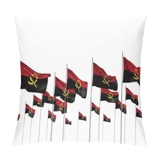 Personality  Cute Many Angola Flags In A Row Isolated On White With Free Space For Your Text - Any Feast Flag 3d Illustration Pillow Covers