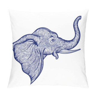 Personality  Head Of Elephant In Profile Line Art Boho Design. Illustration Of Indian God Ganesha. Vector Pillow Covers