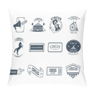 Personality  Set Of Circus And Carnival Labels, Tags, Stickers, Posters, Signage. Pillow Covers