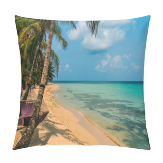 Personality  Tropical Beach With Hammock On Palm Pillow Covers