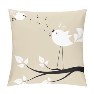 Personality  Two White Birds On A Branch Pillow Covers