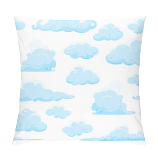 Personality  Light, White Sky With Clouds, Seamless Pattern Pillow Covers