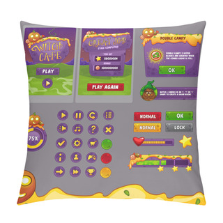 Personality  Interface Game Design (resource Bar And Resource Icons For Games) Theme Halloween Pillow Covers