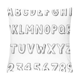 Personality  Hand Drawn Trendy Letters Alphabet Typography On White Pillow Covers
