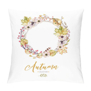 Personality  Frame With Autumn Leaves And Berries Pillow Covers