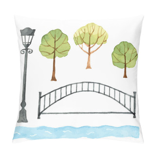 Personality  Watercolor Set Of Urban Elements. Pillow Covers