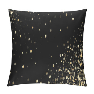 Personality  Gold Confetti Shower On Black. Golden Oil Bubbles, Omega 3 Vitamins. Rich Gold, Silver Foil Winter Confetti. Expensive New Year Christmas Celebration Frame. Golden Omega 3 Oil Bubbles Pillow Covers