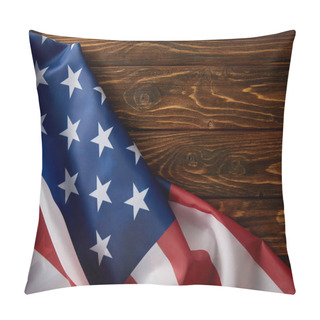 Personality  Partial View Of United States Of America Flag On Wooden Surface  Pillow Covers