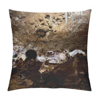 Personality  Stalactites And Stalagmite And Other Rock Formations Inside The Big Room In Carlsbad Cavern New Mexico Pillow Covers