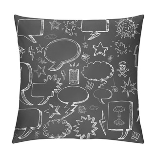 Personality  Speech Bubbles Doodles In Black Chalkboard Pillow Covers