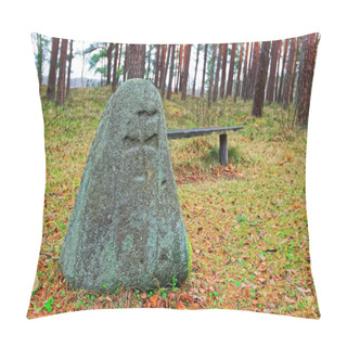 Personality  Stone Sculpture At Ethnographic Open Air Village In Riga Pillow Covers