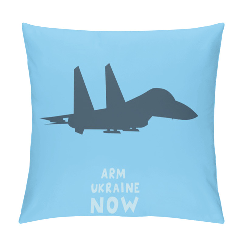 Personality  illustration of aircraft near arm ukraine now lettering on blue pillow covers