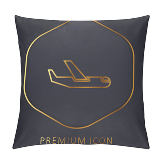 Personality  Airplane Golden Line Premium Logo Or Icon Pillow Covers