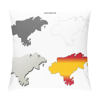 Personality  Cantabria Blank Detailed Outline Map Set Pillow Covers