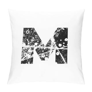 Personality  Painted Letter M. Abstract Handmade Sans Serif Typeface. Distress Textured Abc. Ink Splatter Surface Trace. EPS 10 Pillow Covers