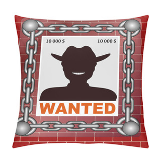 Personality  Wanted Poster Image Vectorized Pillow Covers