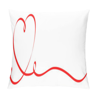 Personality  Calligraphy Red Heart With Two Swirls Ribbon Pillow Covers