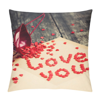 Personality  Red Tiny Hearts From Letter, Square Image Pillow Covers