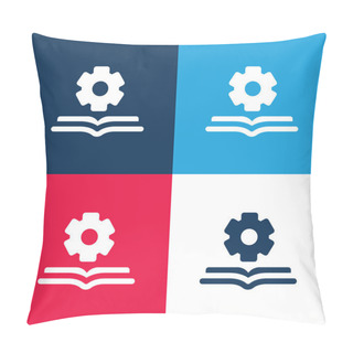Personality  Book Blue And Red Four Color Minimal Icon Set Pillow Covers