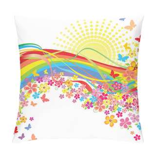 Personality  Rainbow And Flowers Pillow Covers
