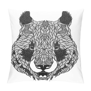 Personality  PANDA Bear Head Tattoo. Pillow Covers