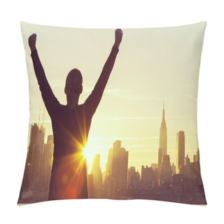 Personality  Successful Woman Sunrise New York City Skyline Pillow Covers