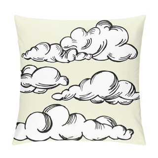 Personality  Set Of Vector Engraving Clouds Pillow Covers