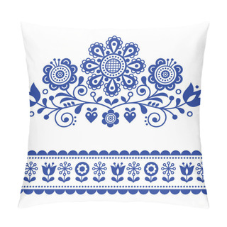 Personality  Scandinavian Vector Folk Art Pattern With Flowers, Traditional Floral Frame Or Border Design.Traditional Cute Ornament - Scandi Style, Old-fashioned Look, Swedish And Norwegian Embroidery Style Pillow Covers