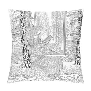 Personality  Coloring Book For Adults With Beautiful Lady Pillow Covers