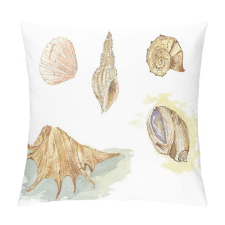 Personality  Seashells Watercolor Sketch Sea Pillow Covers