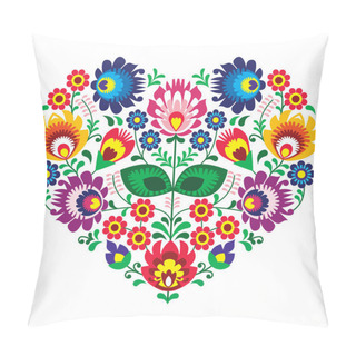 Personality  Polish Olk Art Art Heart Embroidery With Flowers - Wzory Lowickie Pillow Covers