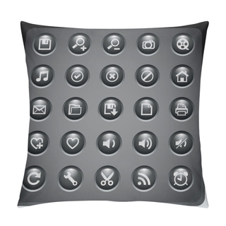 Personality  Web Icons Set On Dark Background Pillow Covers