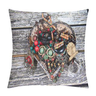 Personality  Traditional African Tribal Colorful Necklaces And Bracelets, Private Collection From Uganda, Kenya, Cameroon And Senegal Pillow Covers