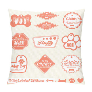 Personality  Vector Set: Dog And Pet ID Tag Labels And Stickers Pillow Covers