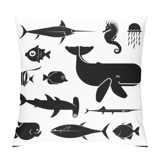 Personality  Set Of Geometrically Stylized Sea Animal Icons Pillow Covers