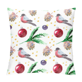 Personality  Seamless Christmas Background With Sniper, Plants, Tangerines. New Year. 600dpi Pillow Covers