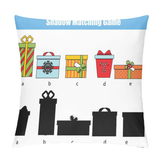 Personality  Shadow Matching Game. Kids Activity With Gift Boxes. Christmas, New Year Theme Pillow Covers
