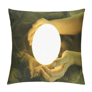 Personality  Crystal Ball In Human Hands Pillow Covers