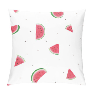 Personality  Seamless Pattern With Watermelon Slices On White Background. Vector Illustration Pillow Covers