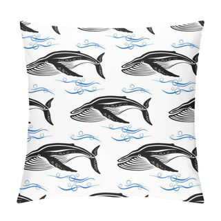 Personality  Big Swimming Cachalots Seamless Pattern Pillow Covers