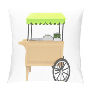 Personality  Food Trolley Cart On A White Background. 3d Rendering Pillow Covers