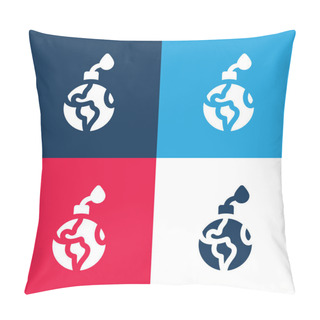 Personality  Bomb Blue And Red Four Color Minimal Icon Set Pillow Covers