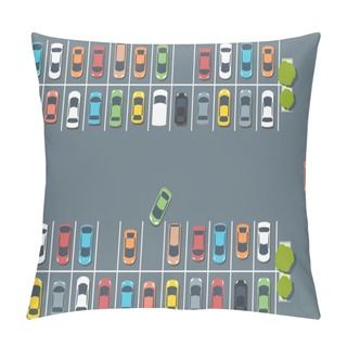 Personality  Parking Lot Illustration - Vector Car Park Infrastructure Graphics. Pillow Covers